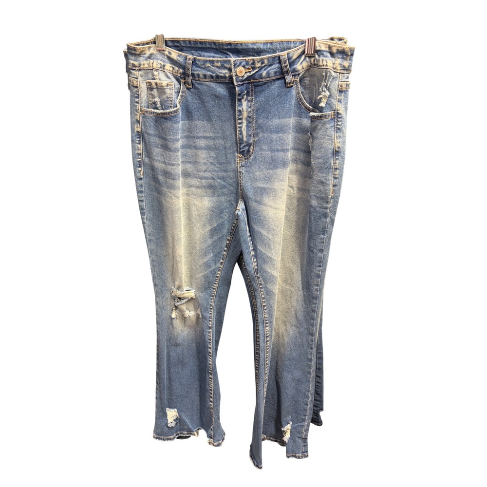 Boutique Plus Size Distressed Flare Jeans